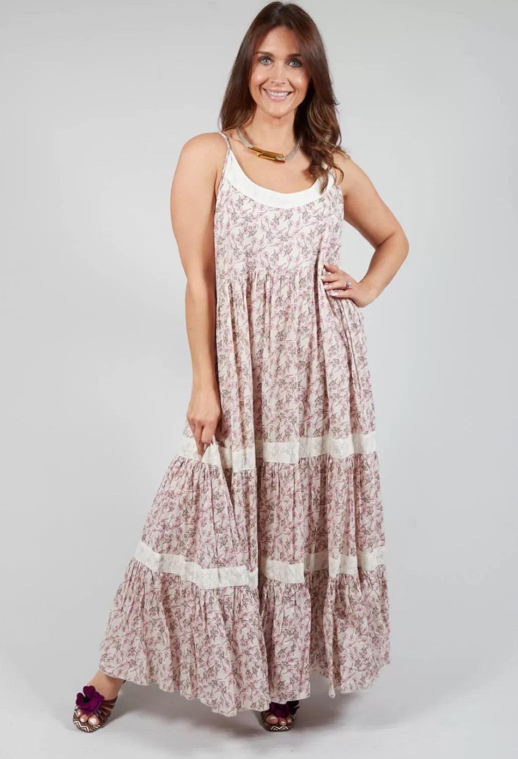 Dresses^Rhum & Raisin A Line Dress With Thin Straps In Floral Rosa Print