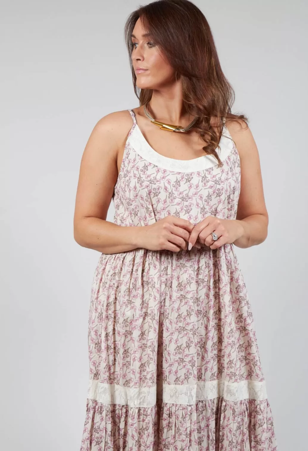 Dresses^Rhum & Raisin A Line Dress With Thin Straps In Floral Rosa Print