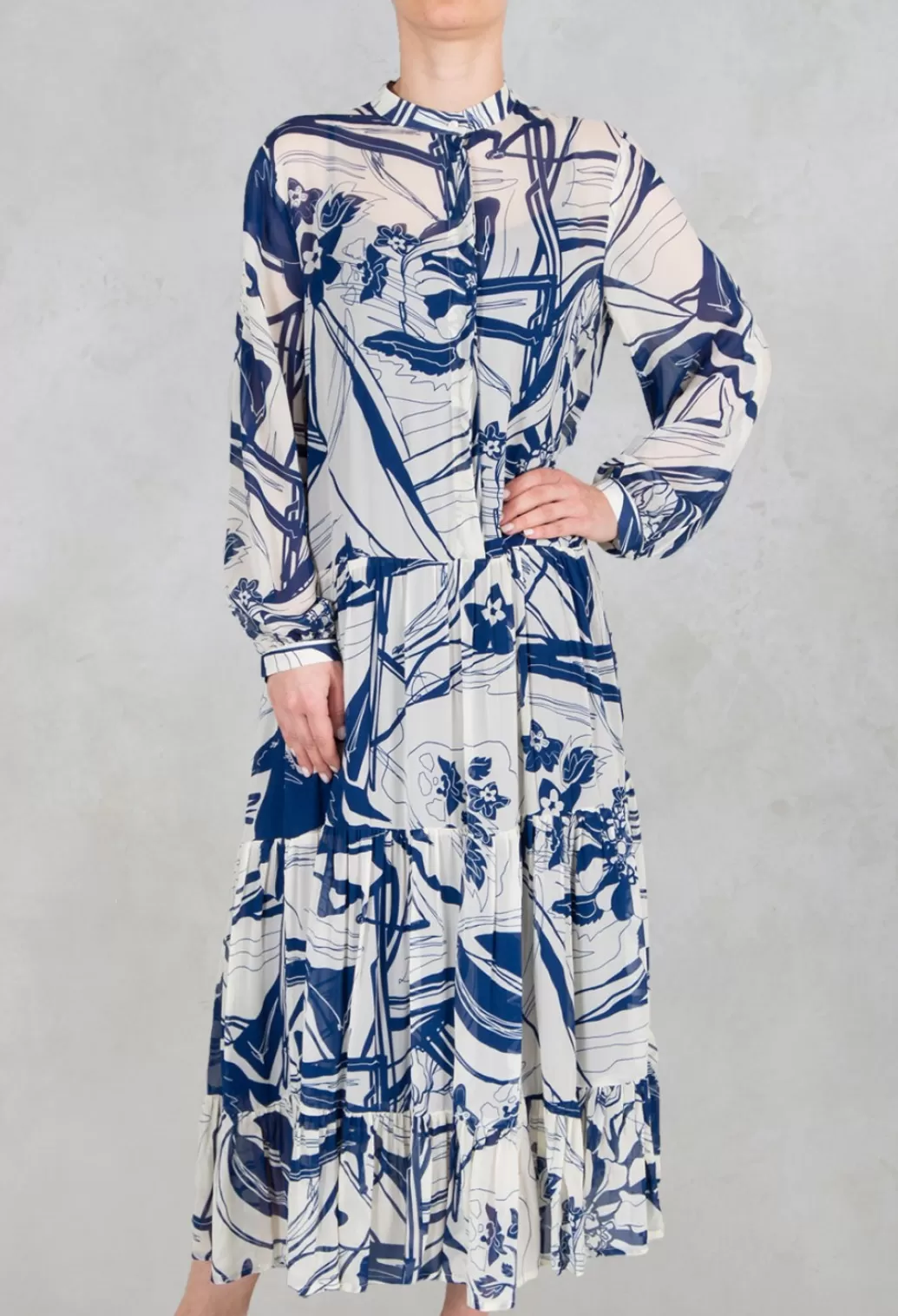 Dresses^Beatrice B Abstract Print Flounce Dress In Light Blue