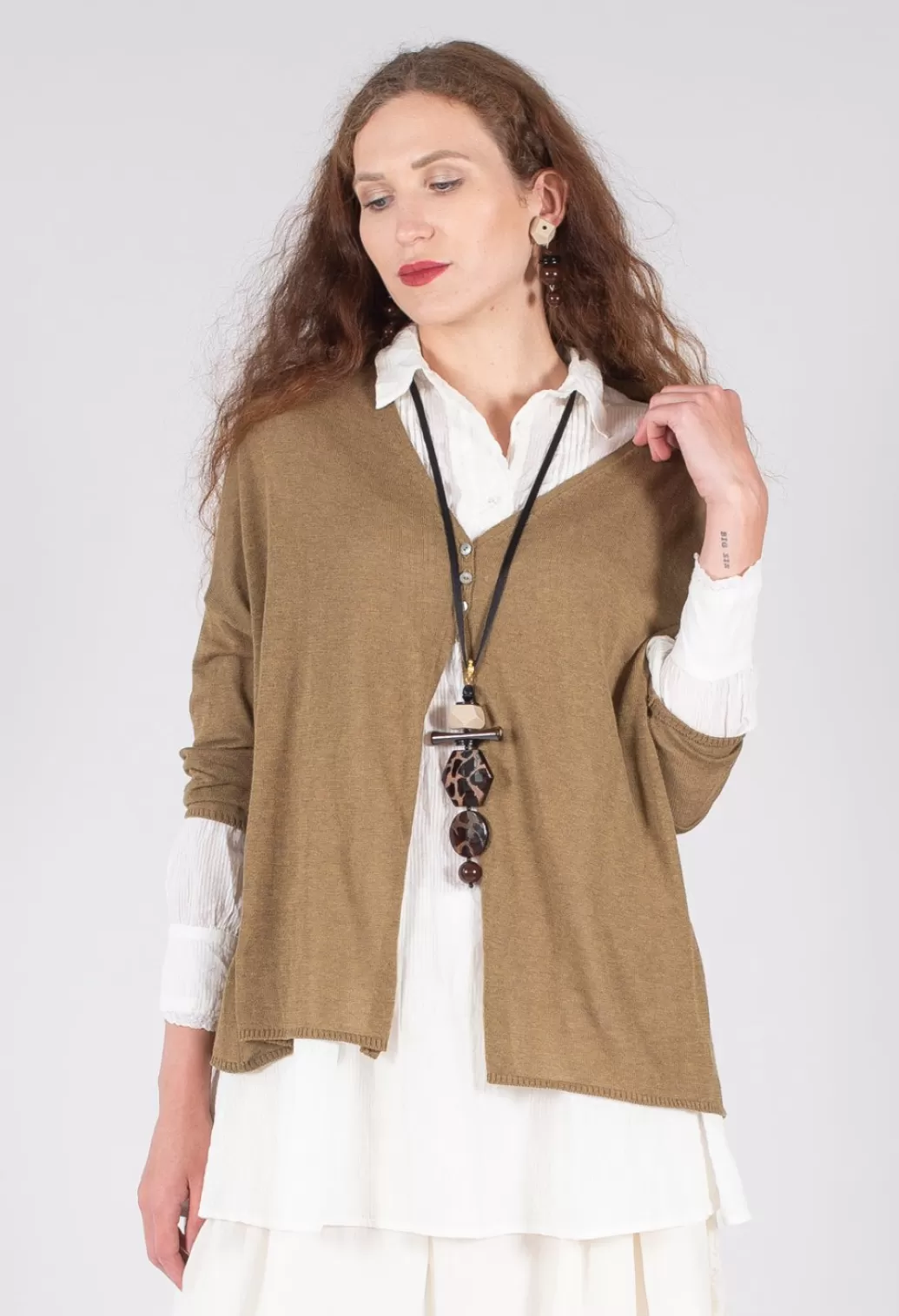 Cardigans^Album Di Famiglia A-Line Cardigan In Khaki