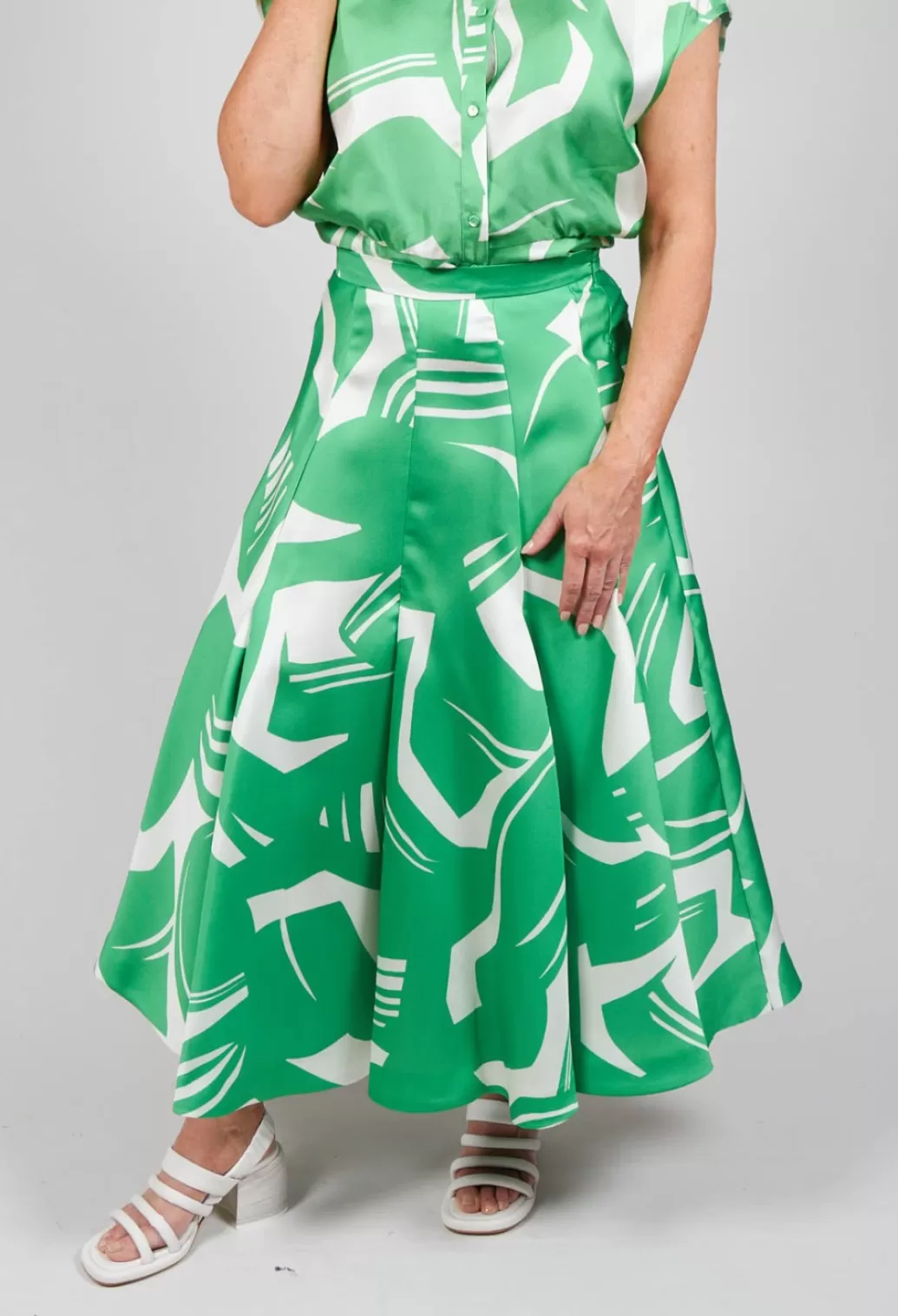 Skirts^Beatrice B A-Line Pleated Skirt In Green Matisse
