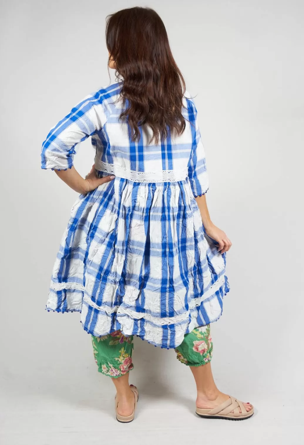 Dresses^Ewa I Walla Alma Dress In Blue Checked Cotton