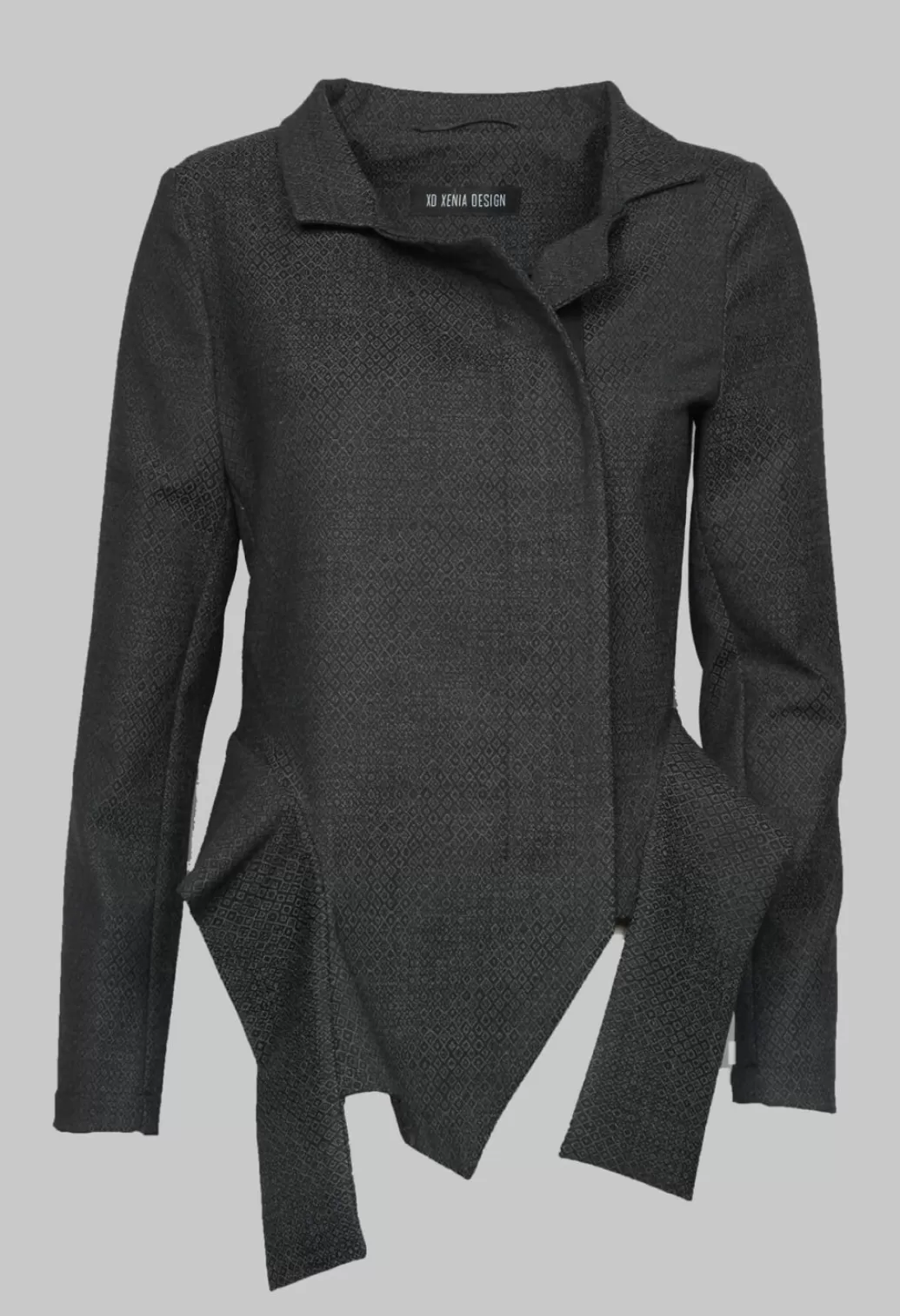 Jackets^Xenia Design Asymmetric Hem Jacket With Grey Black Print