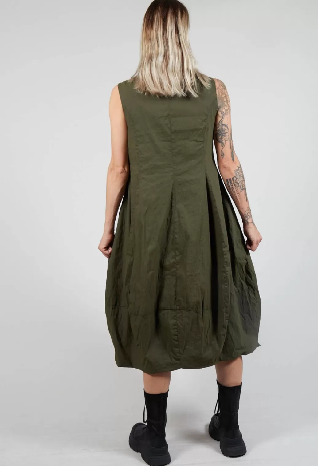 Dresses^Rundholz Dip Balloon Dress With Ruched Fabric Collar In Olive