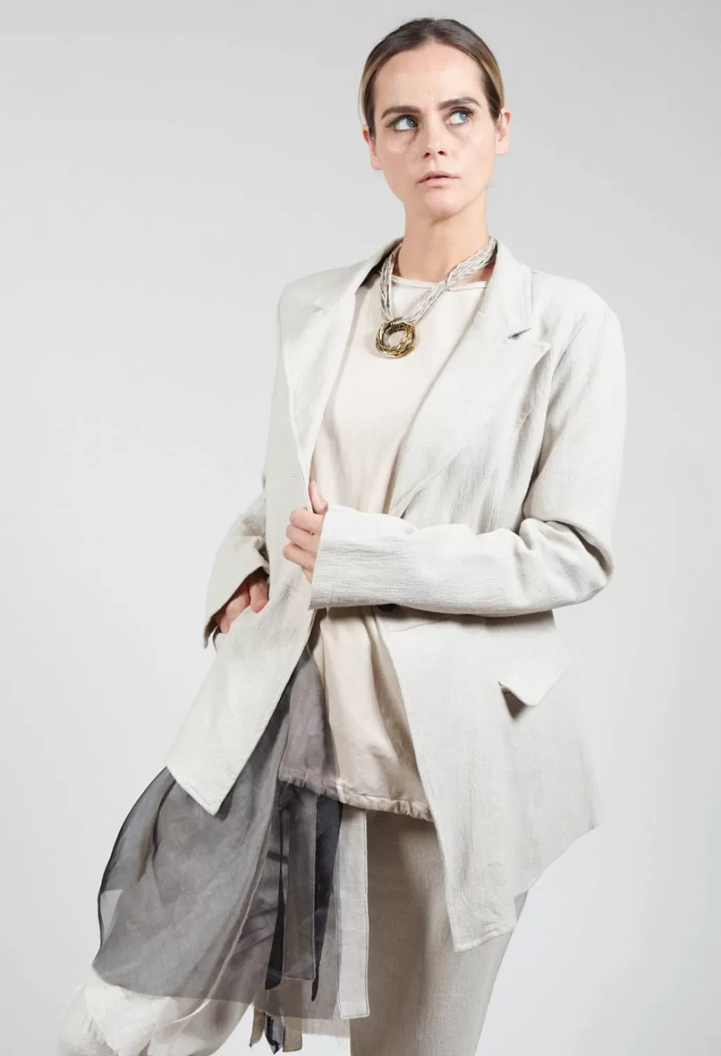 Jackets^Sanctamuerte Belted Linen Jacket In Ecru