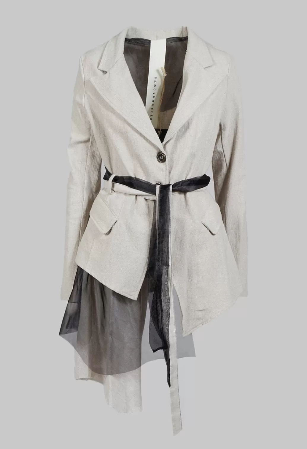 Jackets^Sanctamuerte Belted Linen Jacket In Ecru