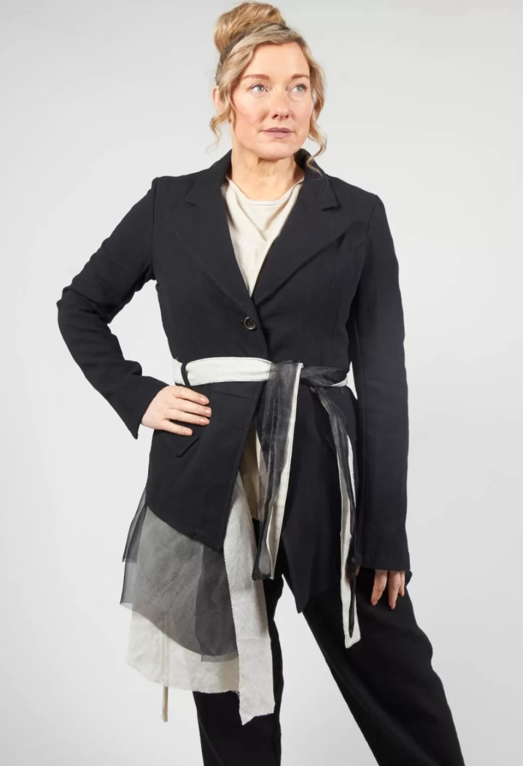 Jackets^Sanctamuerte Belted Linen Jacket In Nero