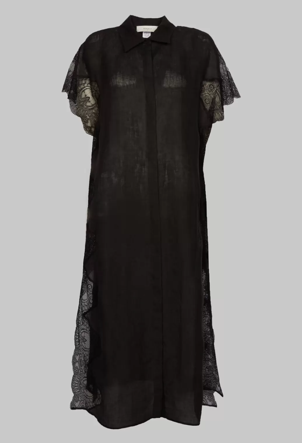 Dresses^Beatrice B Black Shirt Dress With Lace Detail