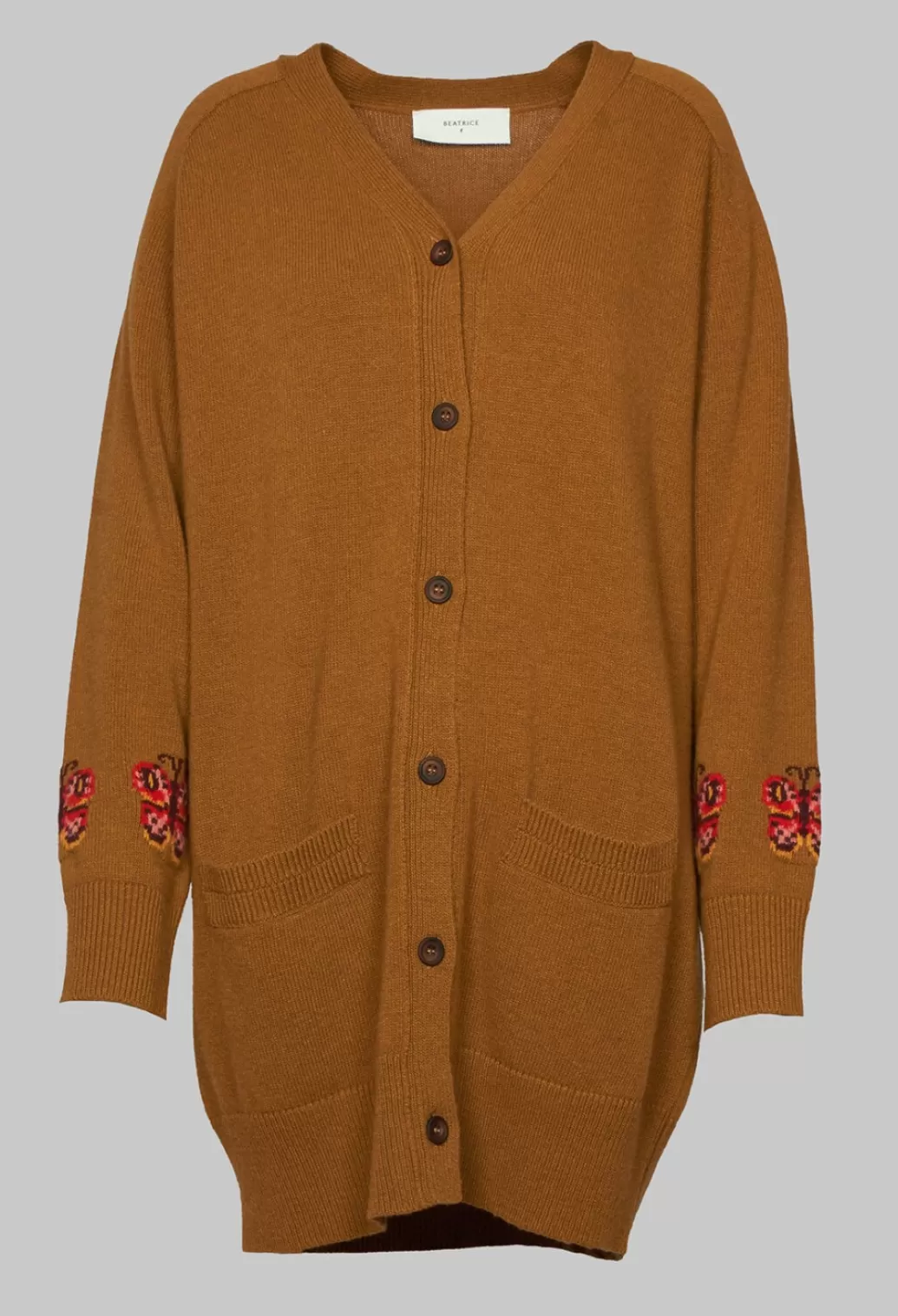 Cardigans^Beatrice B Blended Cashmere Cardigan With Embroidery Detail In Brown