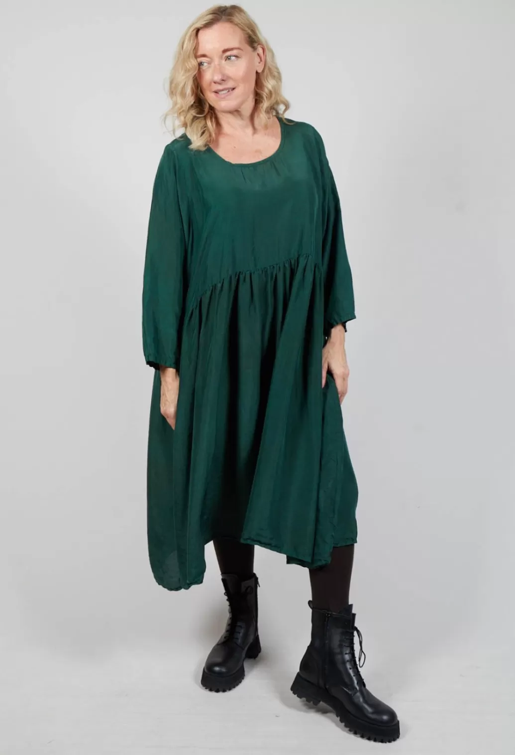 Dresses^Privatsachen Braunicht Silk Dress In Fidel Green