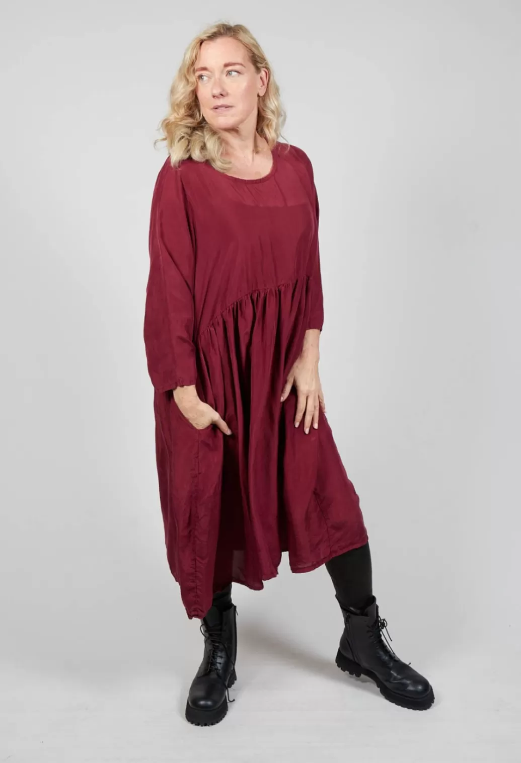 Dresses^Privatsachen Braunicht Silk Dress In Marone Red