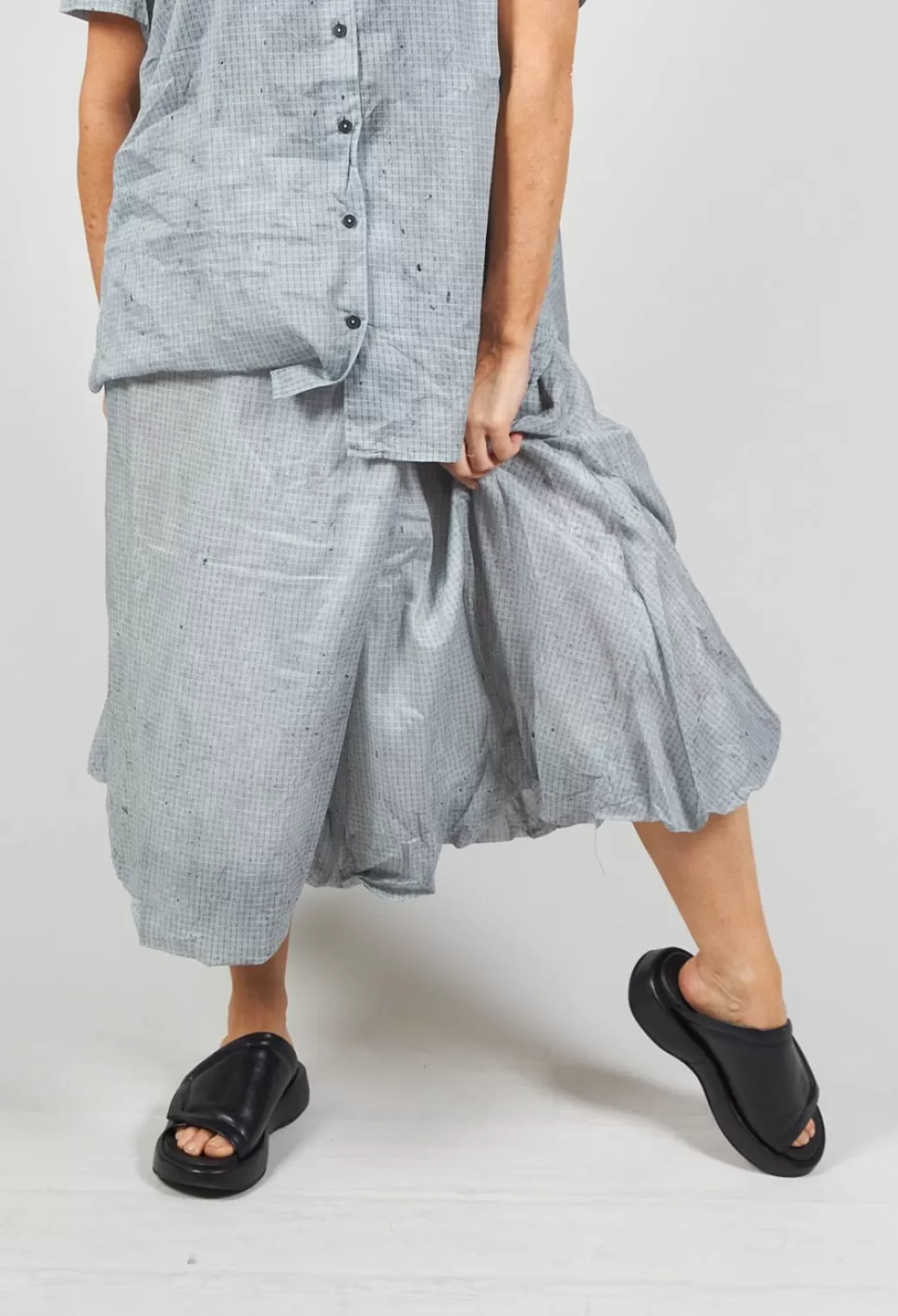 Skirts^Rundholz Black Label Bubble Hem Skirt With Pleat Detail In Ice Stripe