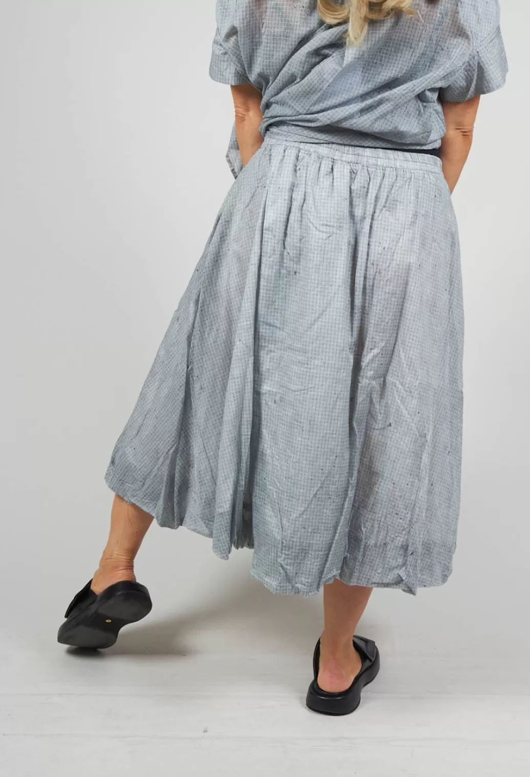 Skirts^Rundholz Black Label Bubble Hem Skirt With Pleat Detail In Ice Stripe