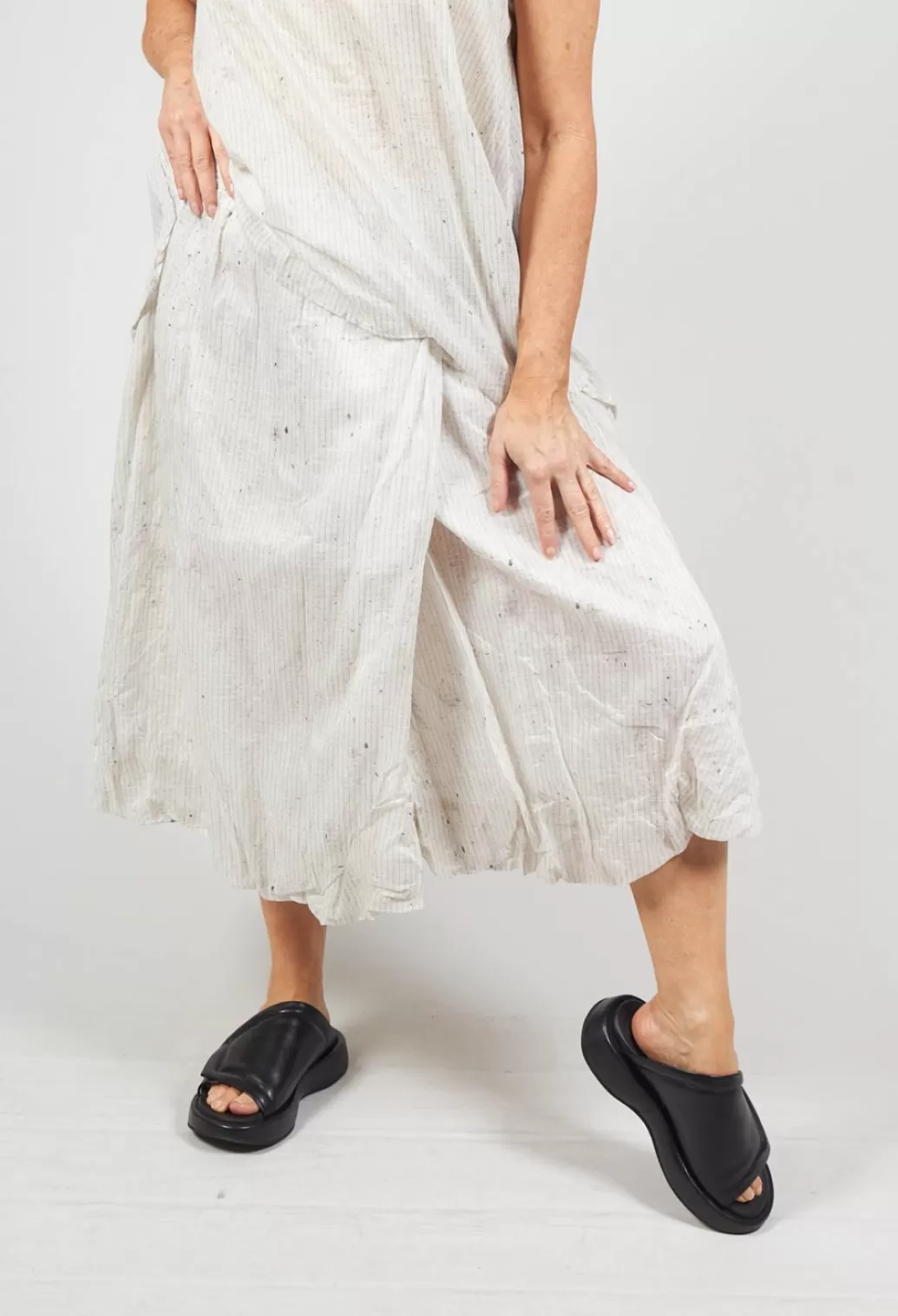 Skirts^Rundholz Black Label Bubble Hem Skirt With Pleat Detail In Landscape Pearl Stripe