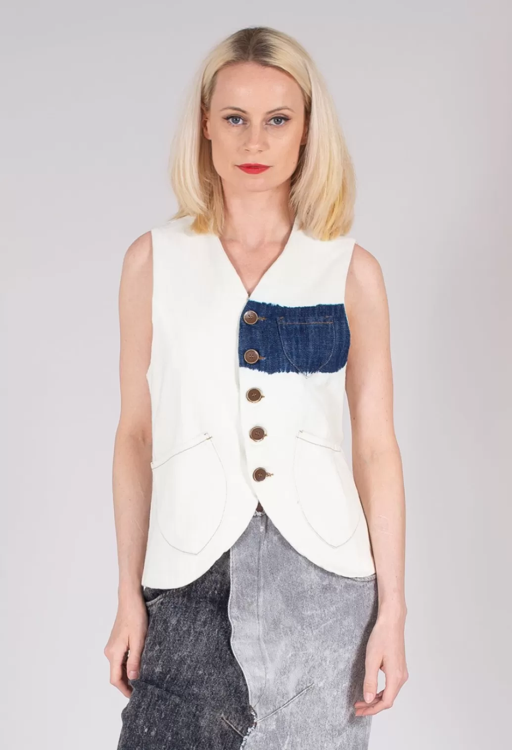 Jackets^Marc Point Button Through Waistcoat In Off White