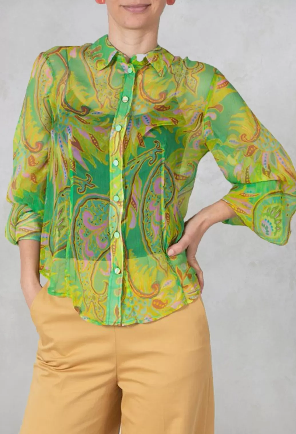 Shirts & Blouses^Maliparmi Carnival Shirt In Verde / Giallo / Rosa