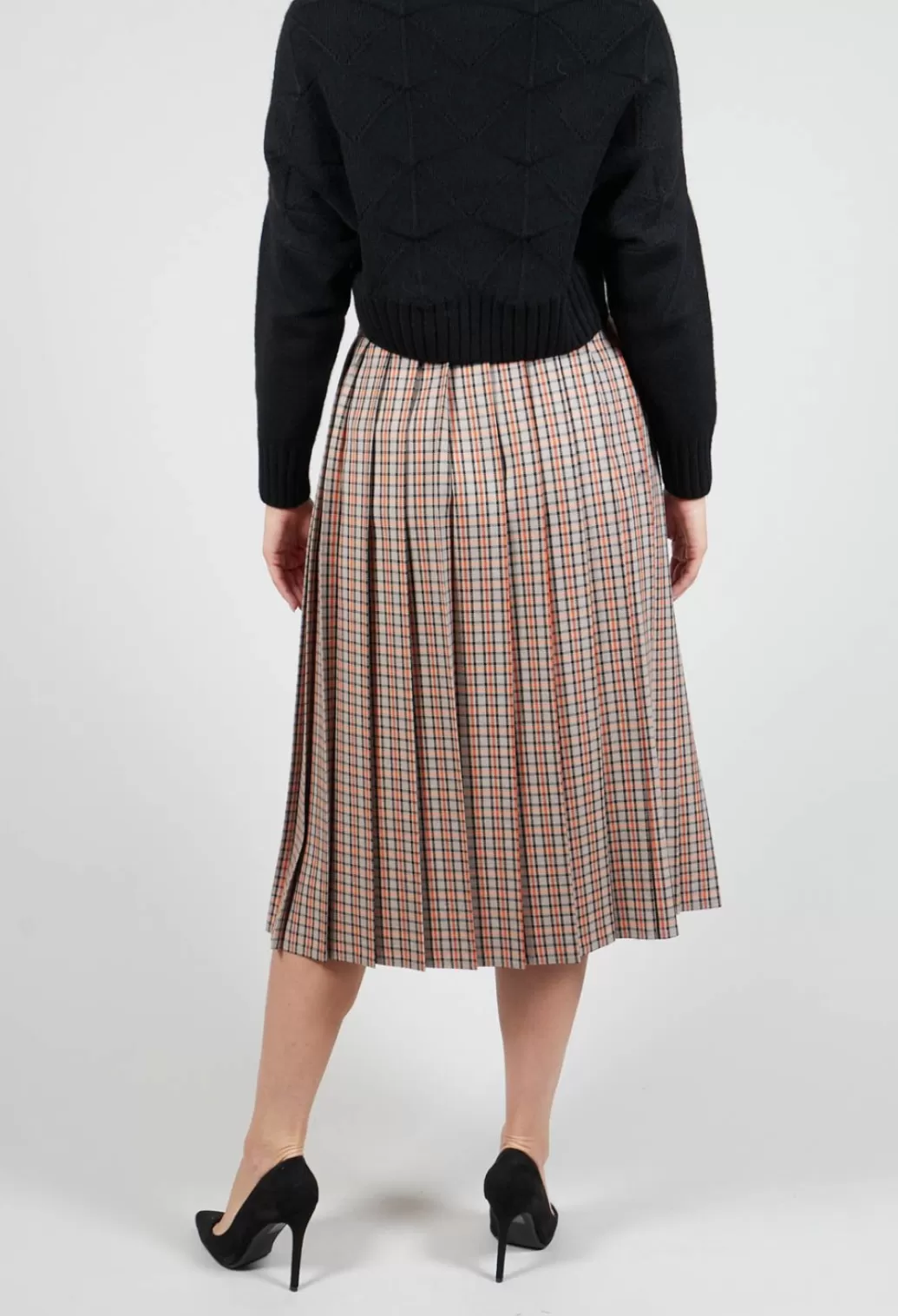 Skirts^Beatrice B Check Pleated Skirt In Tortora Orange