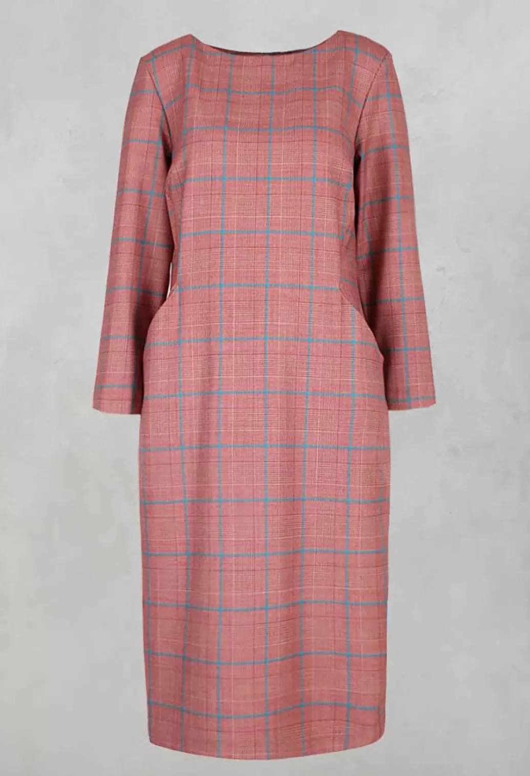 Dresses^Niù Checked Shift Style Trapeze Dress With Pockets In Ruby Red