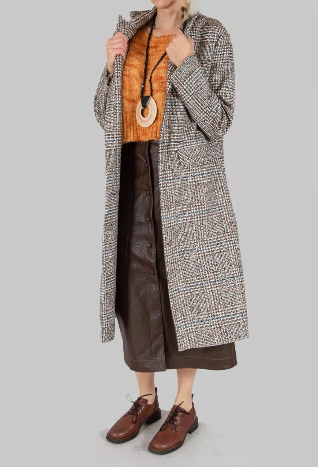 Coats^Umit Unal Checked Wool Coat In Brown