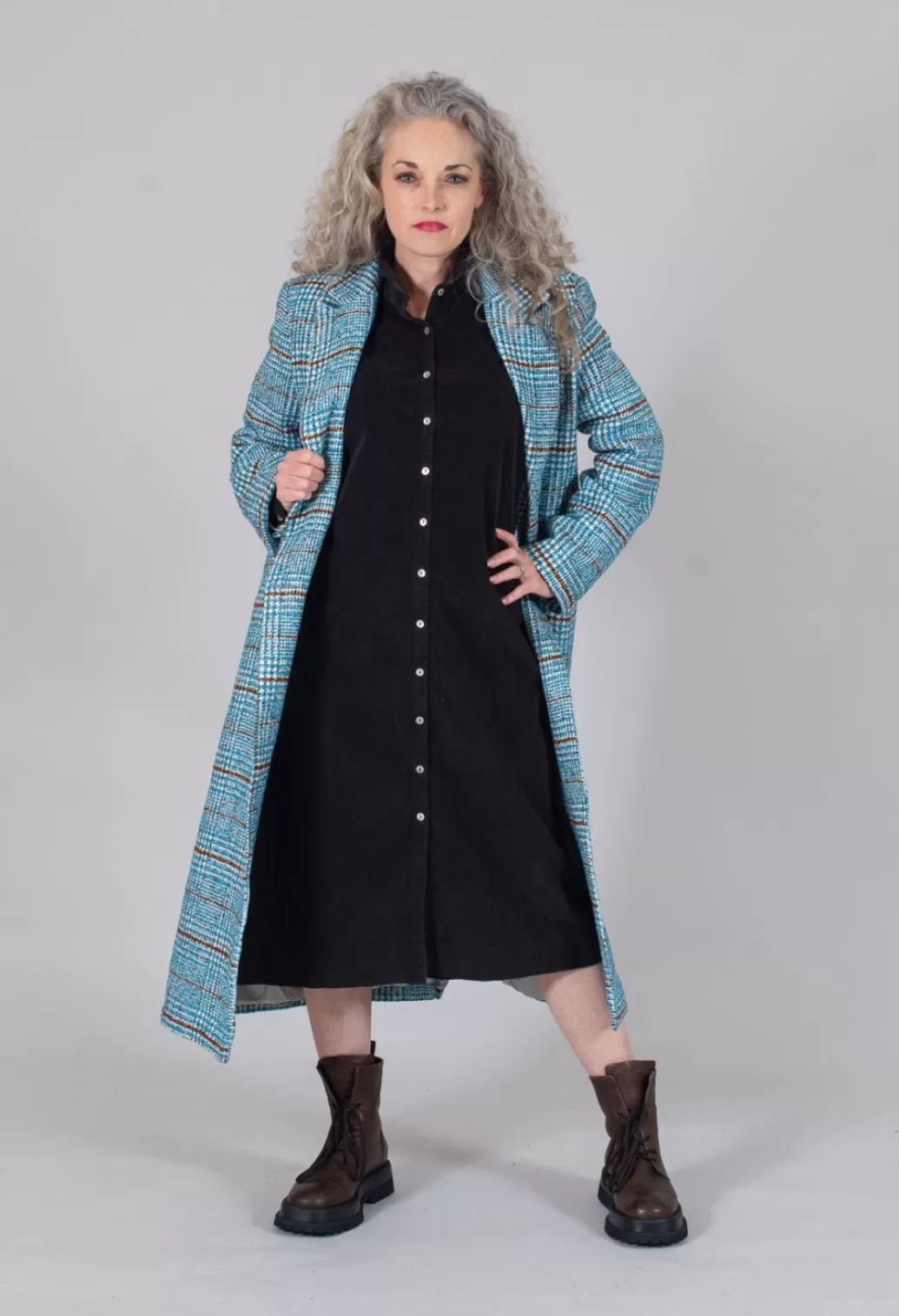 Coats^Umit Unal Checked Wool Coat In Light Blue