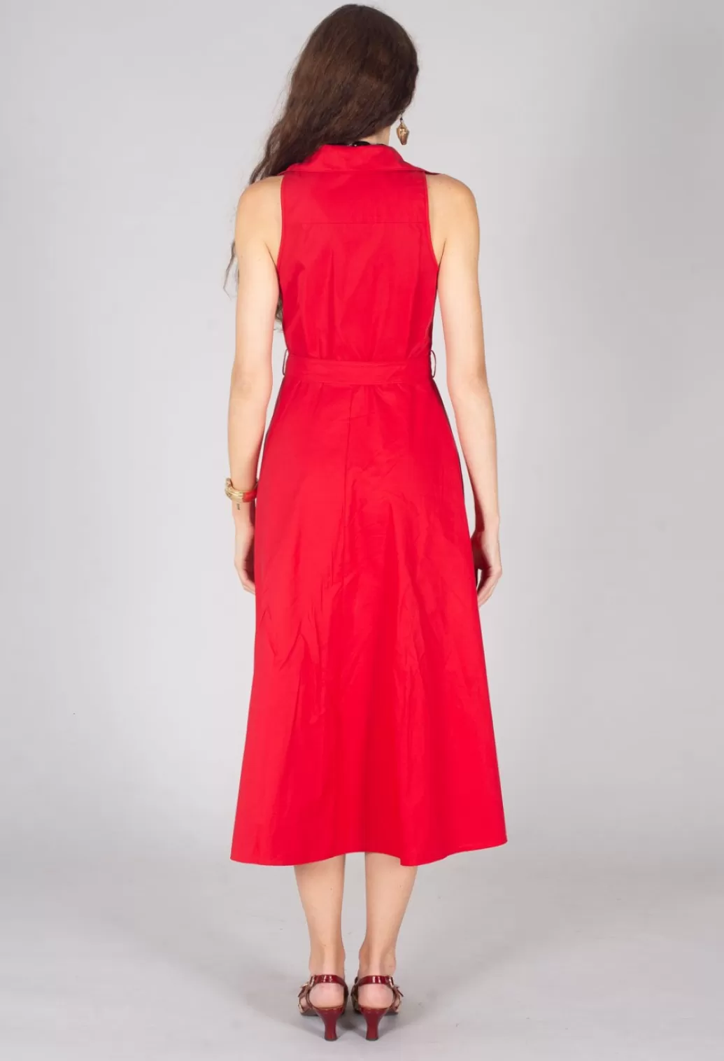 Dresses^Beatrice B Collared Sleeveless Dress In Chili Pepper