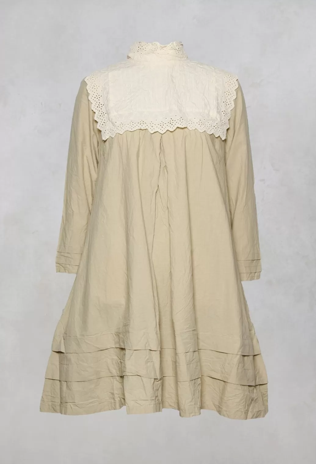 Dresses^Ewa I Walla Cotton Tunic Dress In Khaki With Detachable Bib