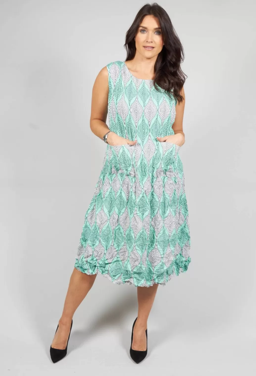 Dresses^Alquema Crinkle Dress With Front Pockets In Aqua Pods