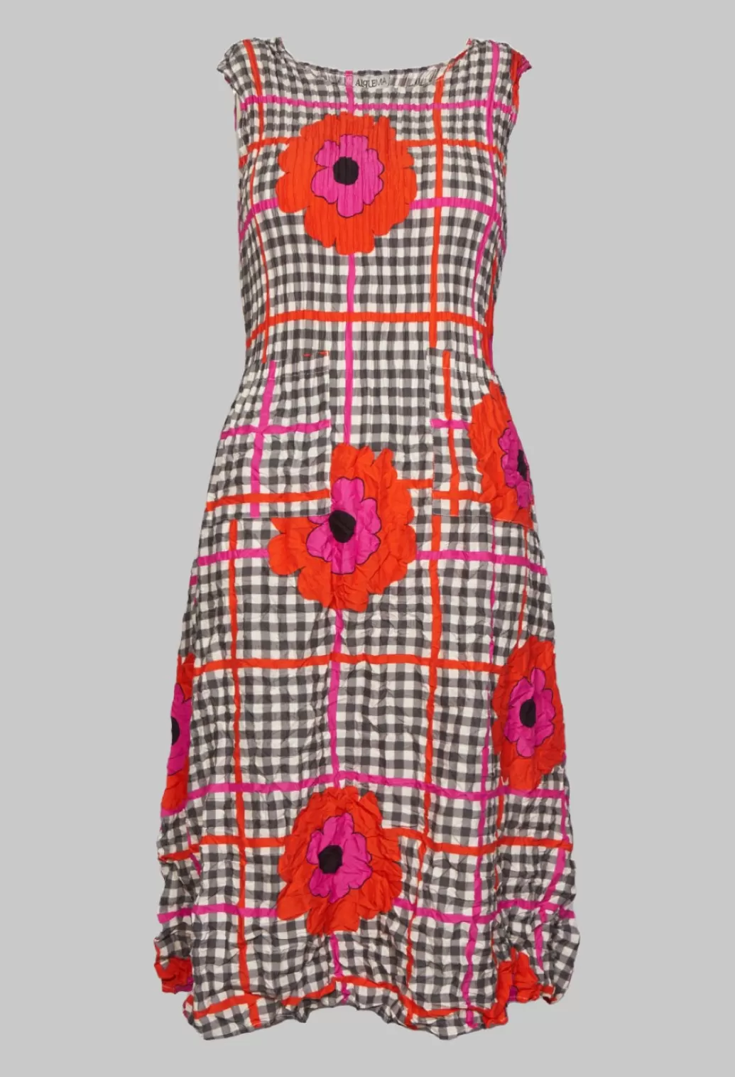 Dresses^Alquema Crinkle Dress With Front Pockets In Flower Spot Check