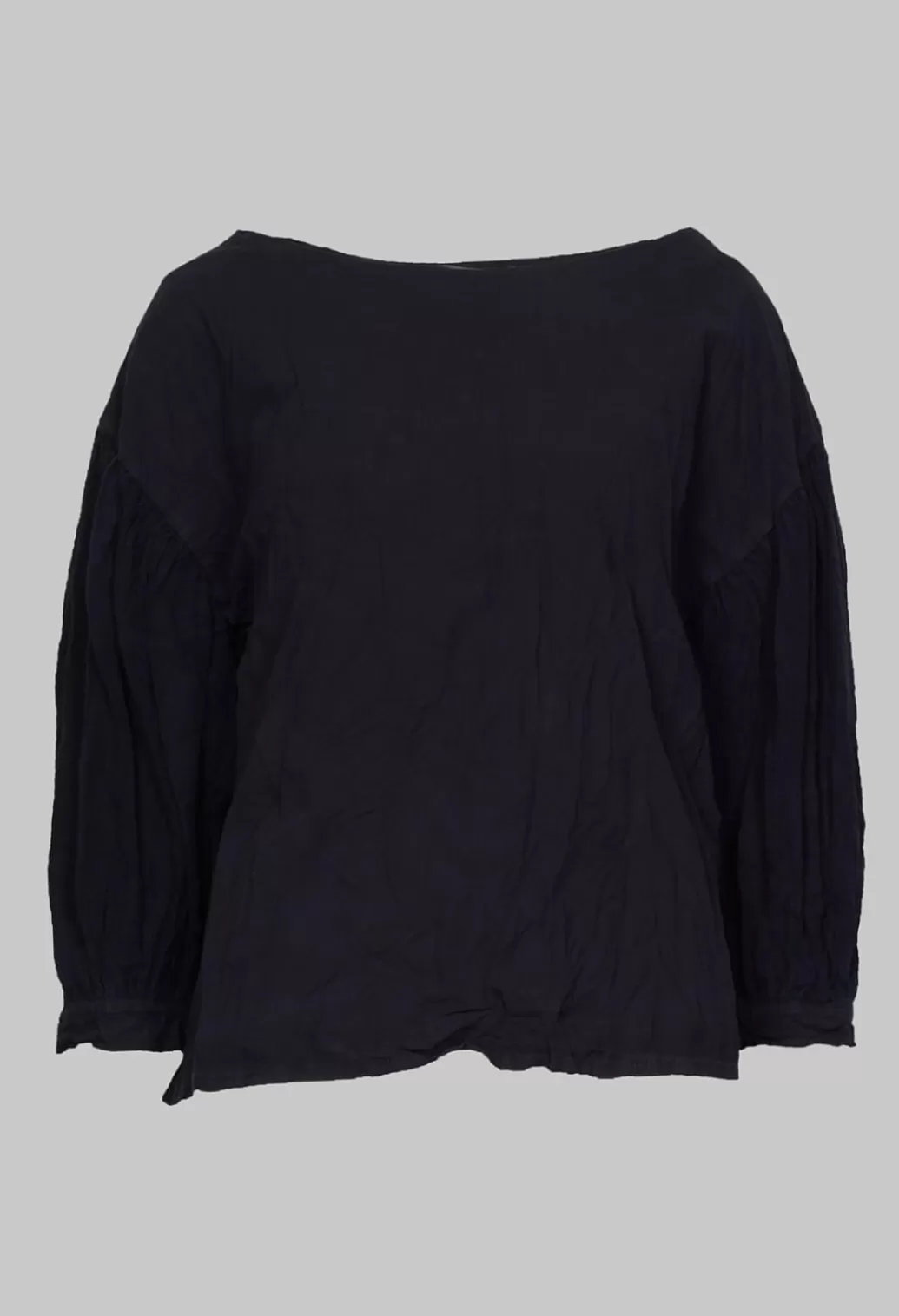 Jumpers^Baci Crinkle Top With Contrasting Sleeves In Navy