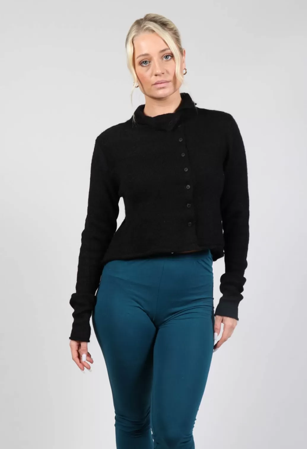 Cardigans^Rundholz Black Label Cropped Cardigan With Contrasting Knit In Black