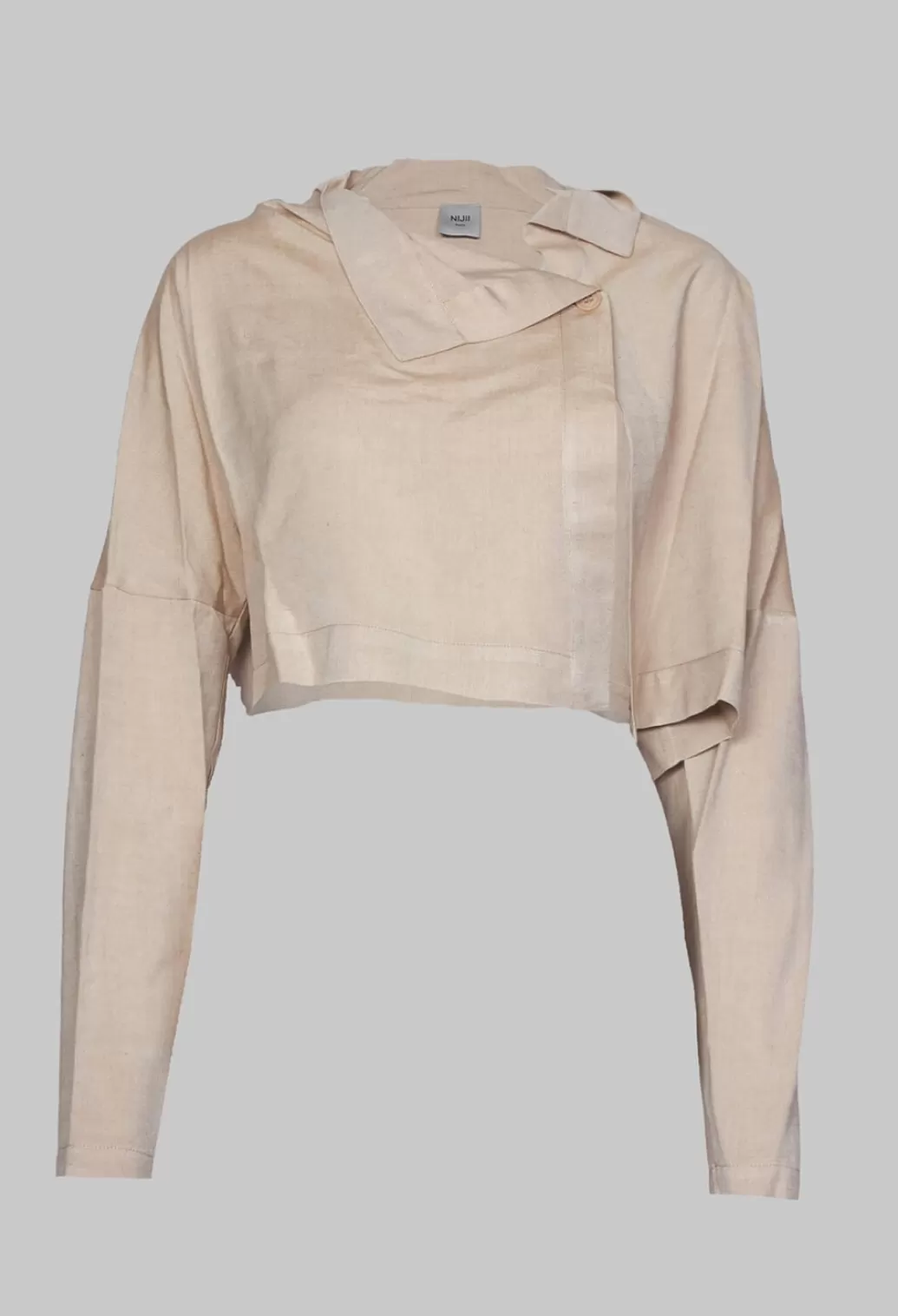 Jackets^Nijii Cropped Cardigan With Pointed Collar In Beige