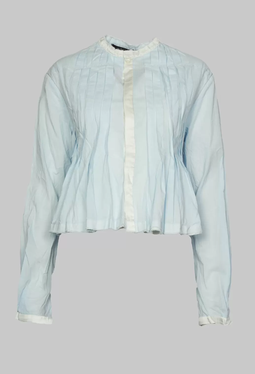 Shirts & Blouses^Umit Unal Cropped Cotton Shirt With Pleating In Light Blue