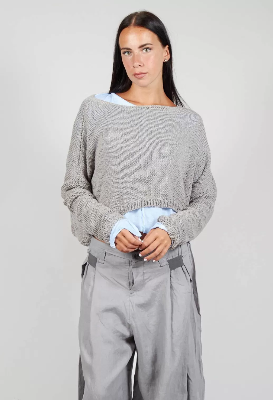 Jumpers^Umit Unal Cropped Hand Knitted Jumper In Light Khaki