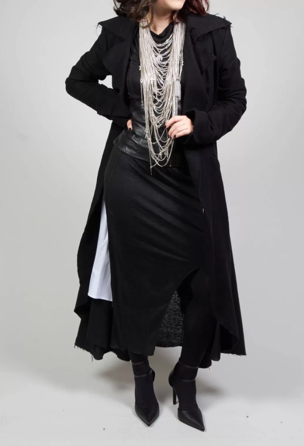 Jackets^Nostra Santissima Curved Hem Coat With Asymmetric Fastening In Black