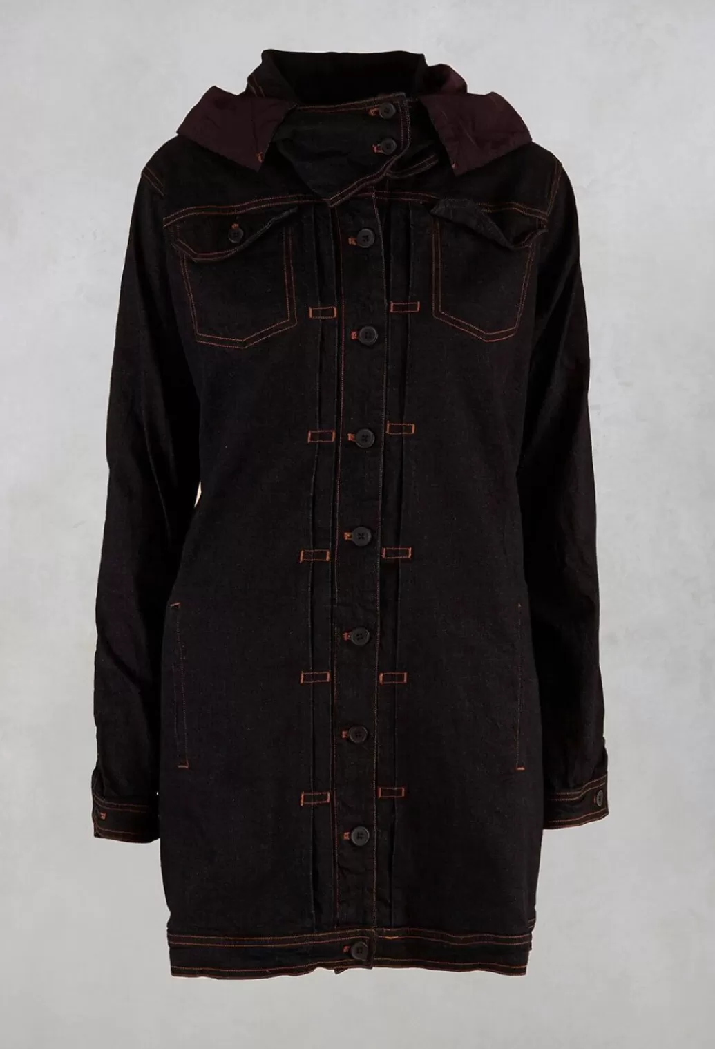 Coats^Rundholz Black Label Denim Coat In Merlot Orange