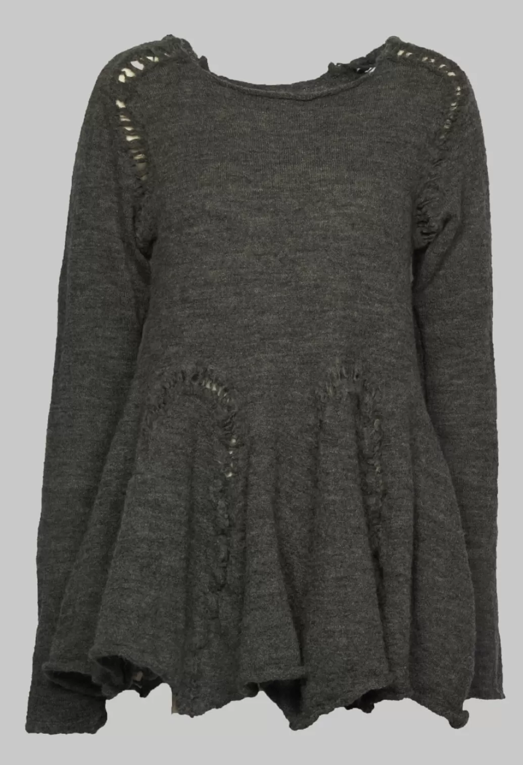 Jumpers^Rundholz Black Label Distressed Jumper With Panelling In Grey Melange