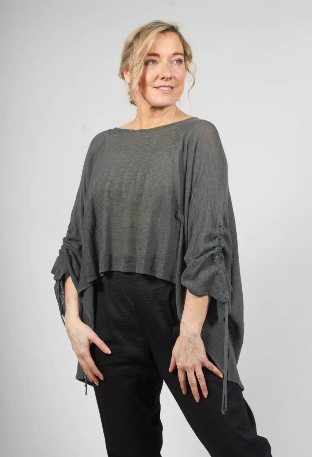 Jumpers^Philomena Christ Drawstring Sleeve Poncho In Anthra