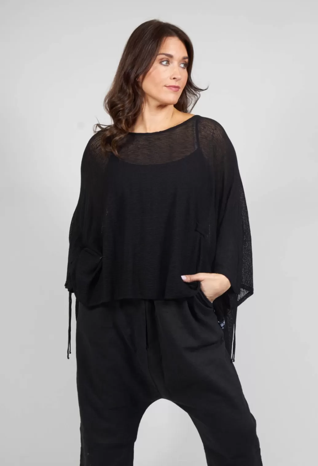 Jumpers^Philomena Christ Drawstring Sleeve Poncho In Black