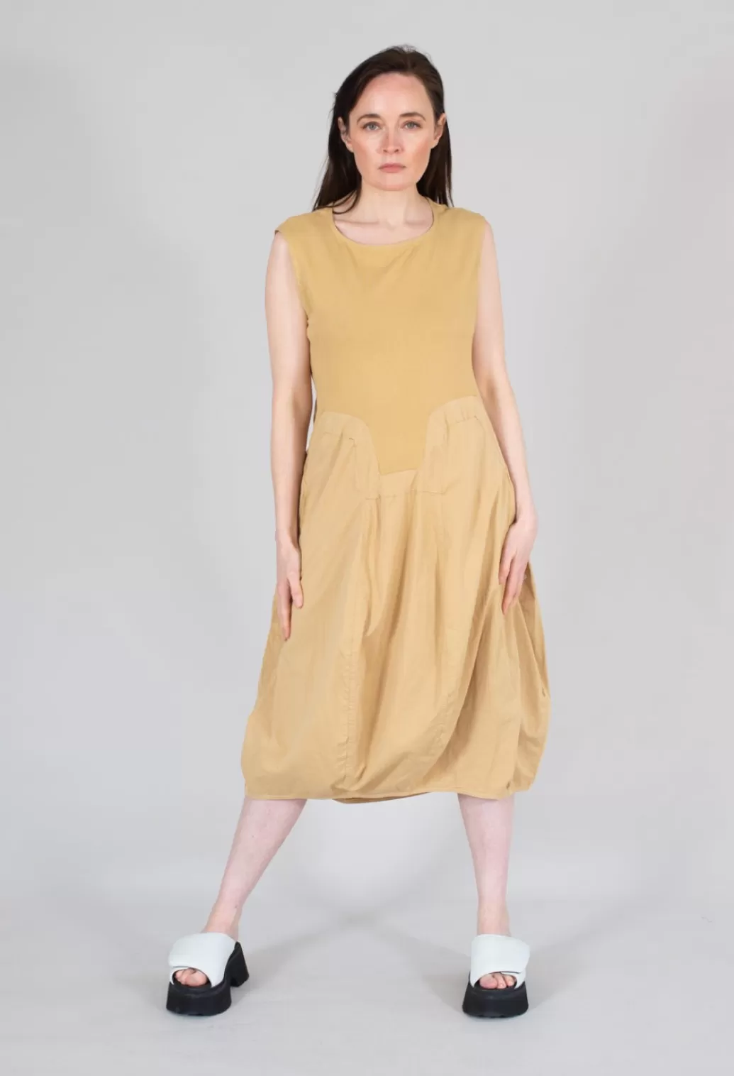 Dresses^Rundholz Black Label Dual Fabric Dress With Tulip Hem In Corn