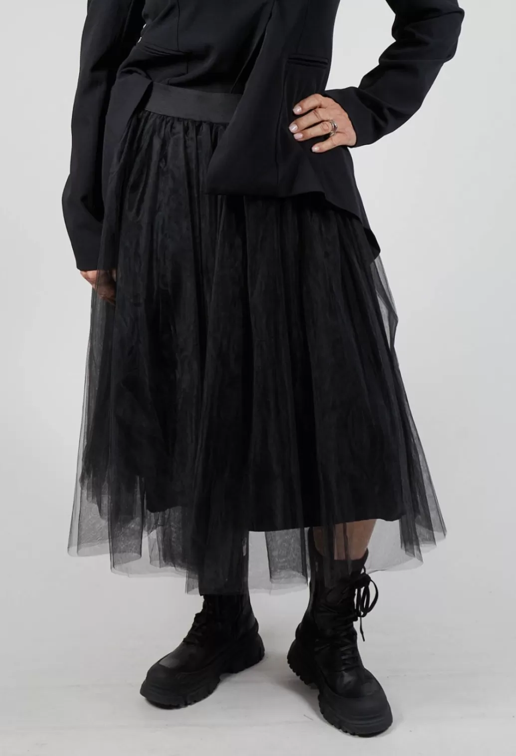 Skirts^Pluslavie Elasticated Net Skirt In Black