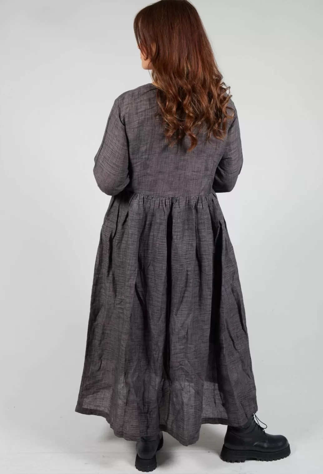 Dresses^Akaaro Gathered Cotton Ikkat Dress In Grey