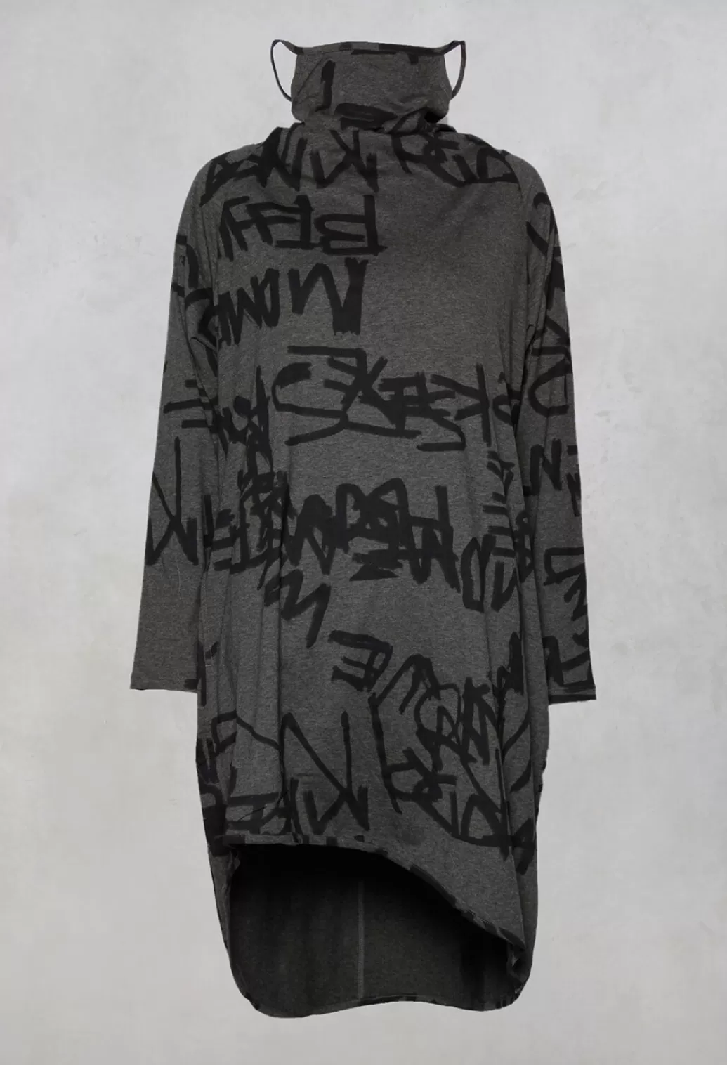 Jumpers^Moyuru Graphic Printed Tunic Dress With Built In Face Mask In Grey