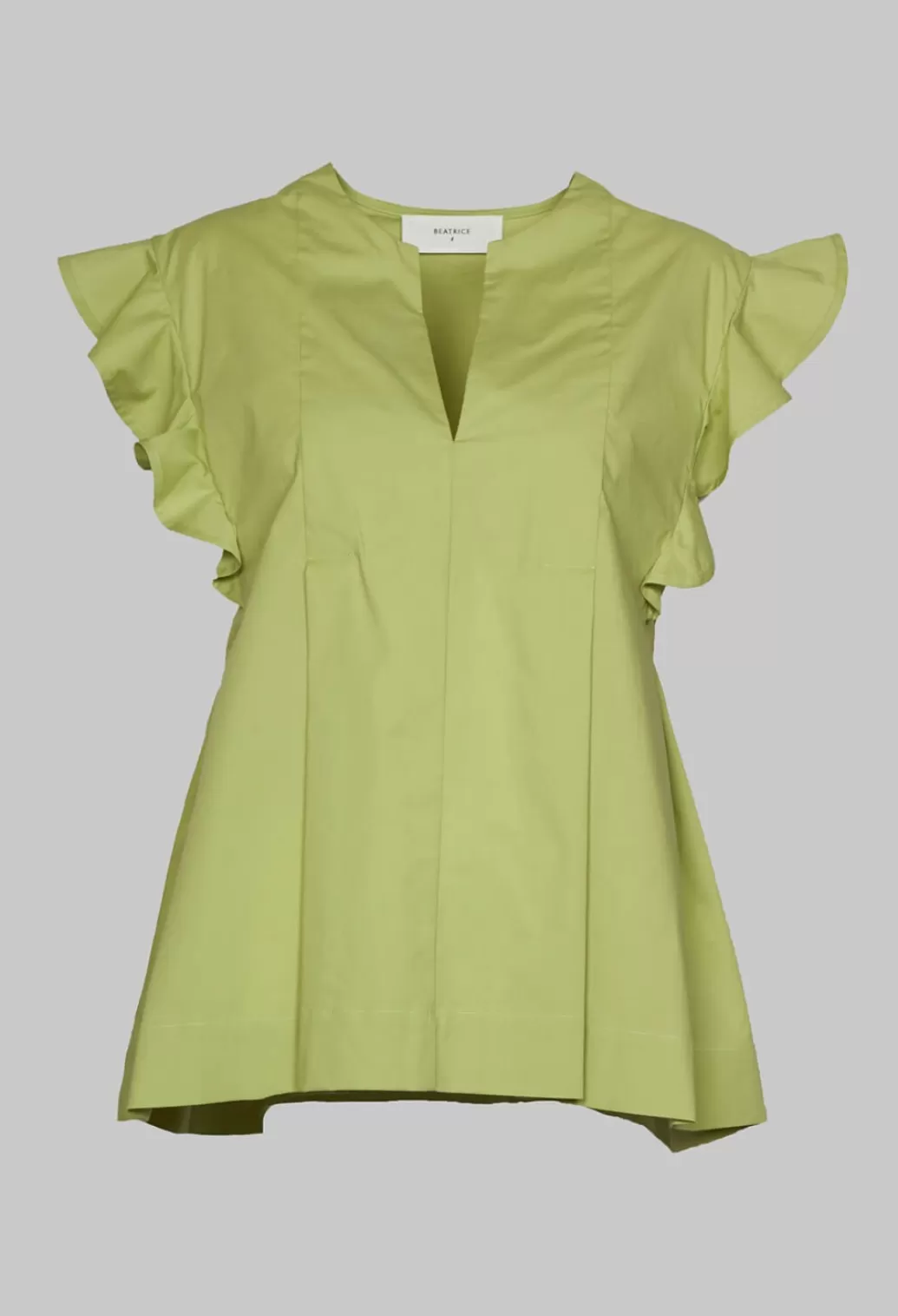 Shirts & Blouses^Beatrice B Green V Neck Shirt With Flounce Sleeves