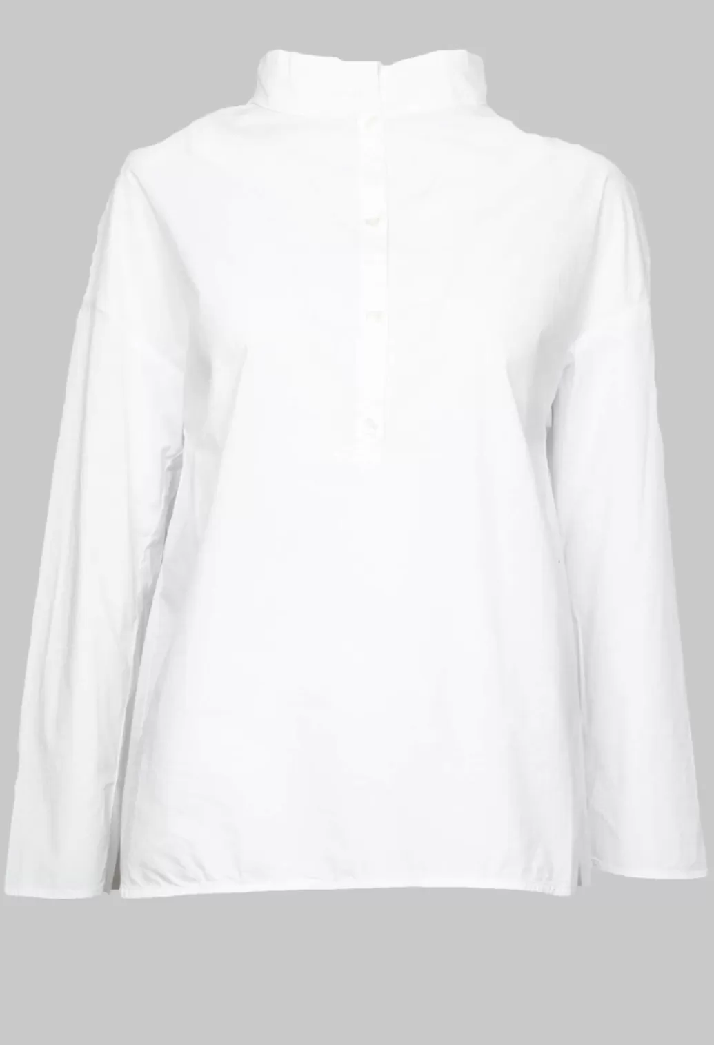 Shirts & Blouses^Elemente Clemente Half Button Through Shirt With Stand Collar In White