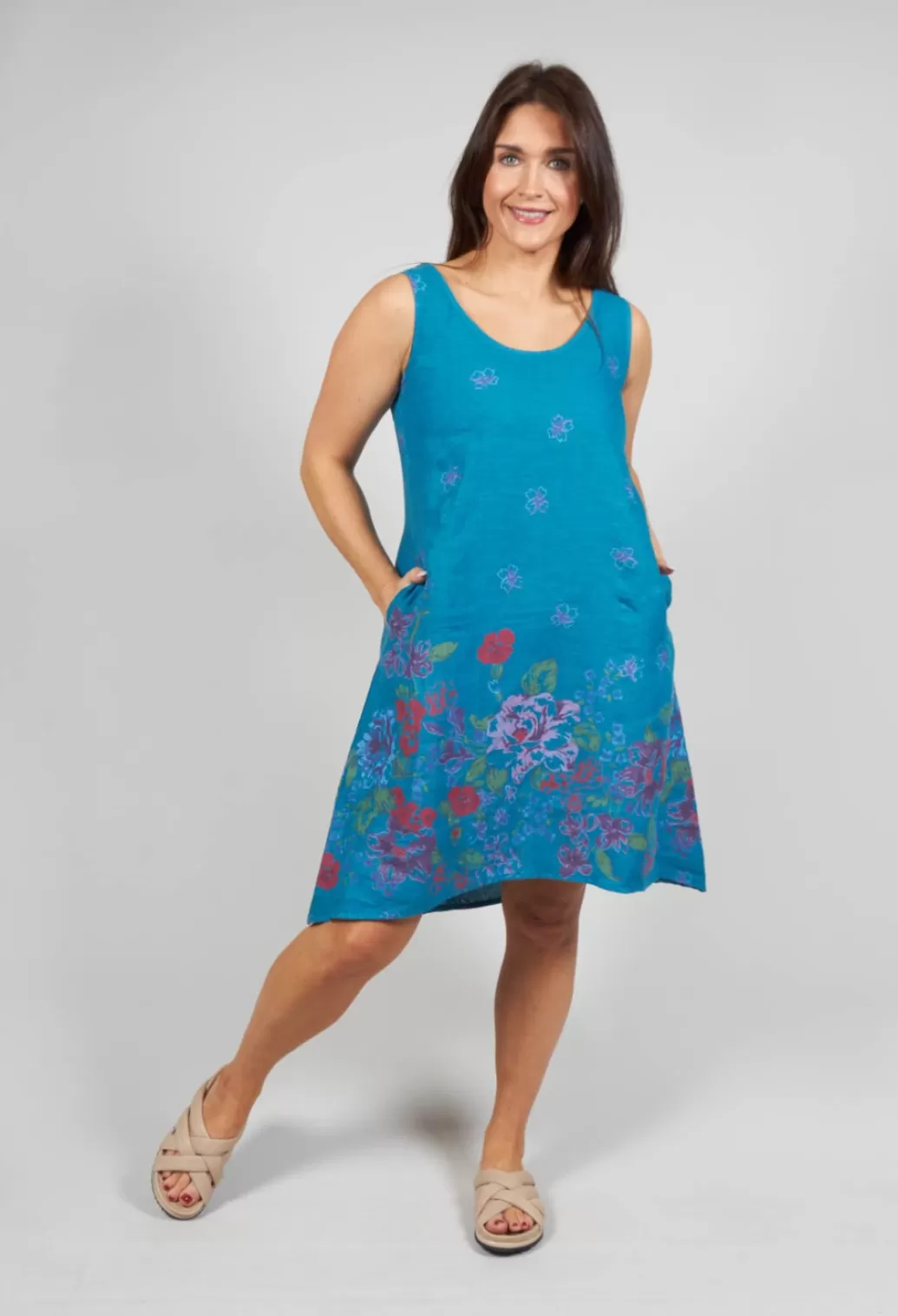 Dresses^Blueberry Hi Lo Multi Coloured Placement Print Tunic In Peacock