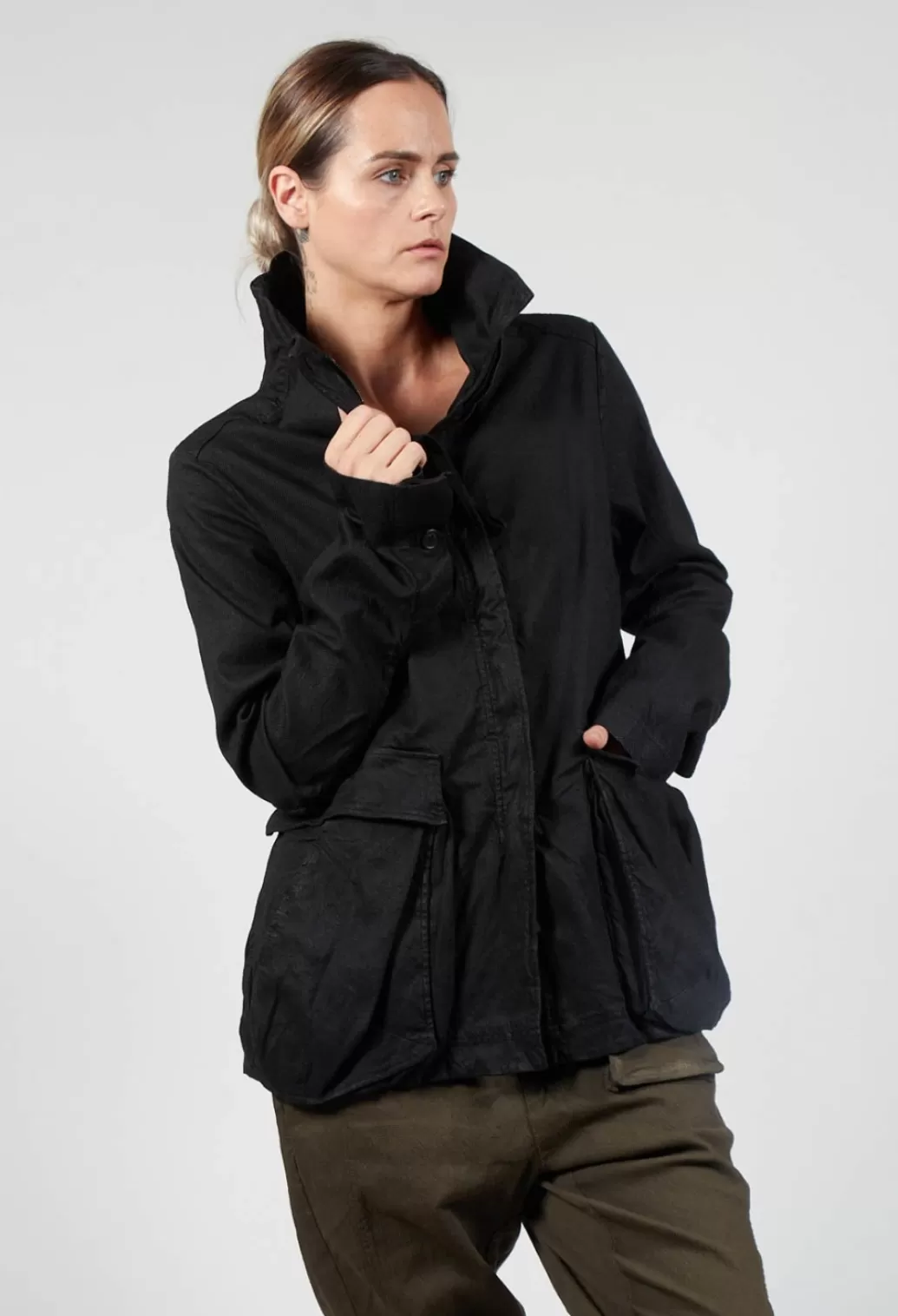 Jackets^Rundholz Dip High Neck Balloon Jacket With Statement Pockets In Black