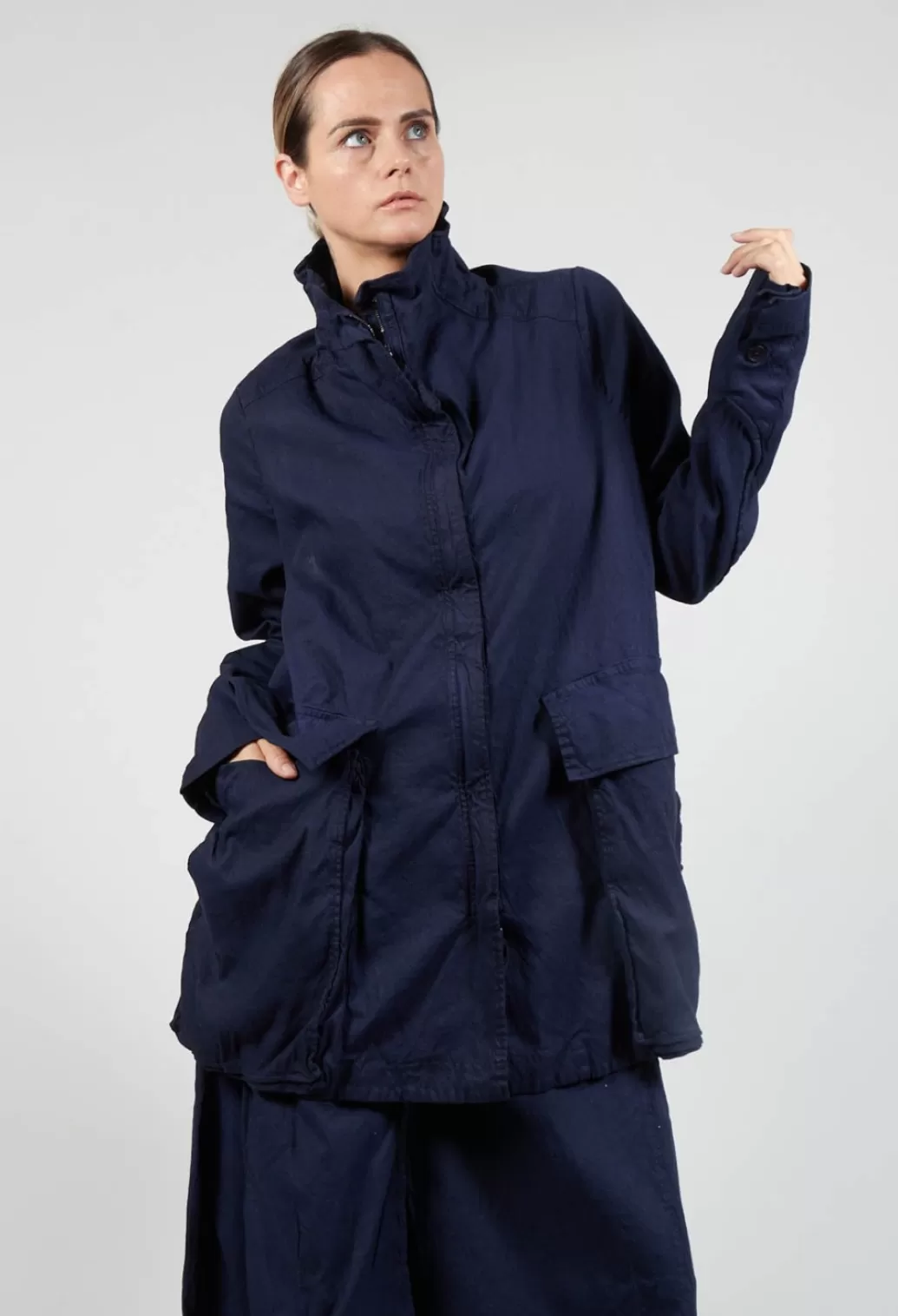Jackets^Rundholz Dip High Neck Wide Fit Jacket With Statement Pockets In Grape