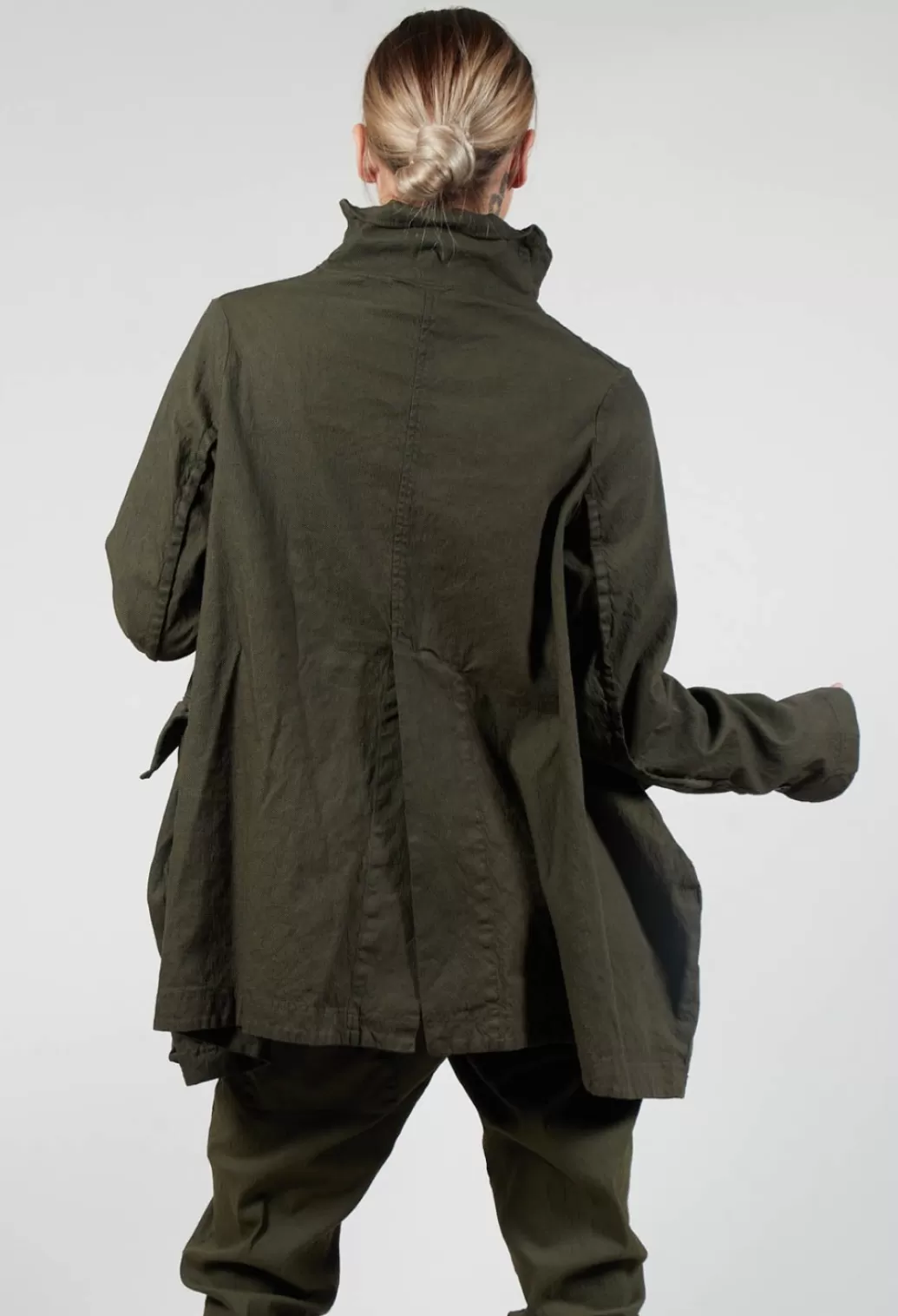 Jackets^Rundholz Dip High Neck Wide Fit Jacket With Statement Pockets In Olive
