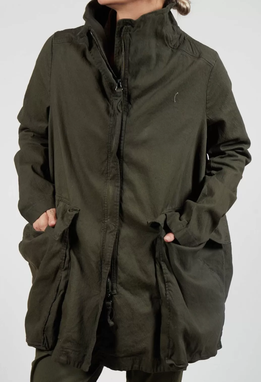 Jackets^Rundholz Dip High Neck Wide Fit Jacket With Statement Pockets In Olive