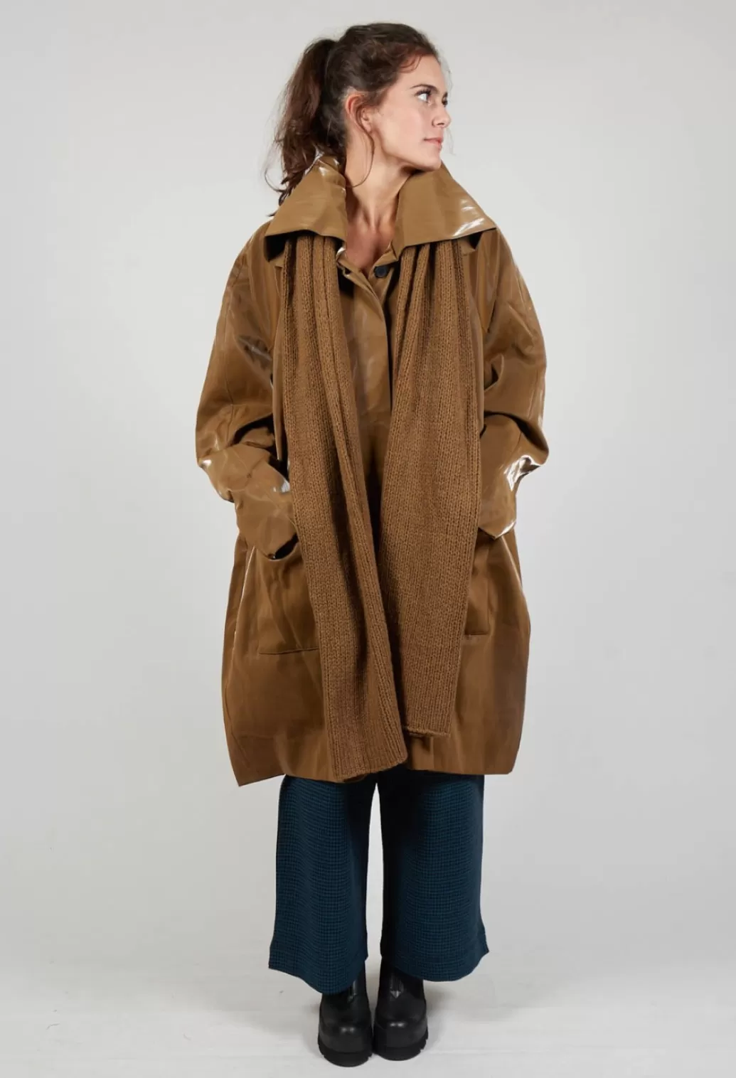 Coats^Rundholz Black Label High Shine Coat With Scarf In Bronze